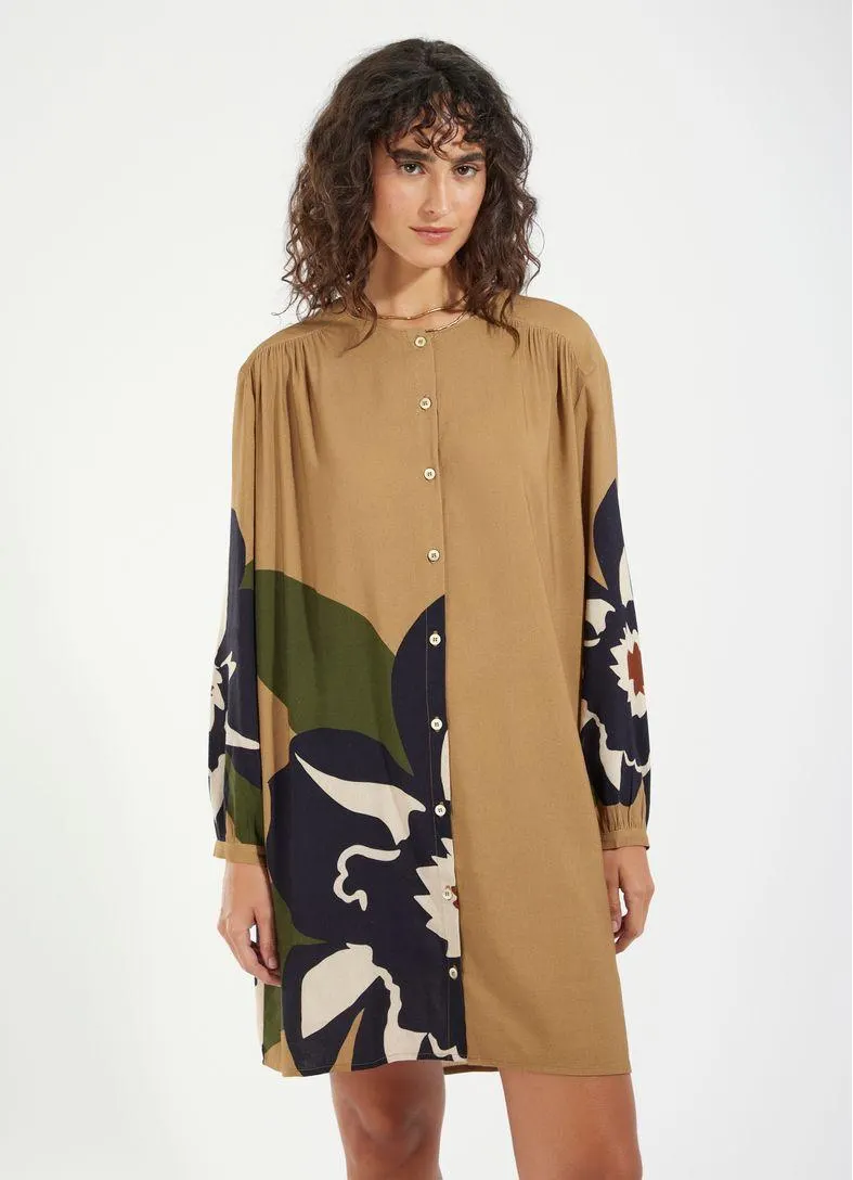 Vestido chemisier estampada magnólia