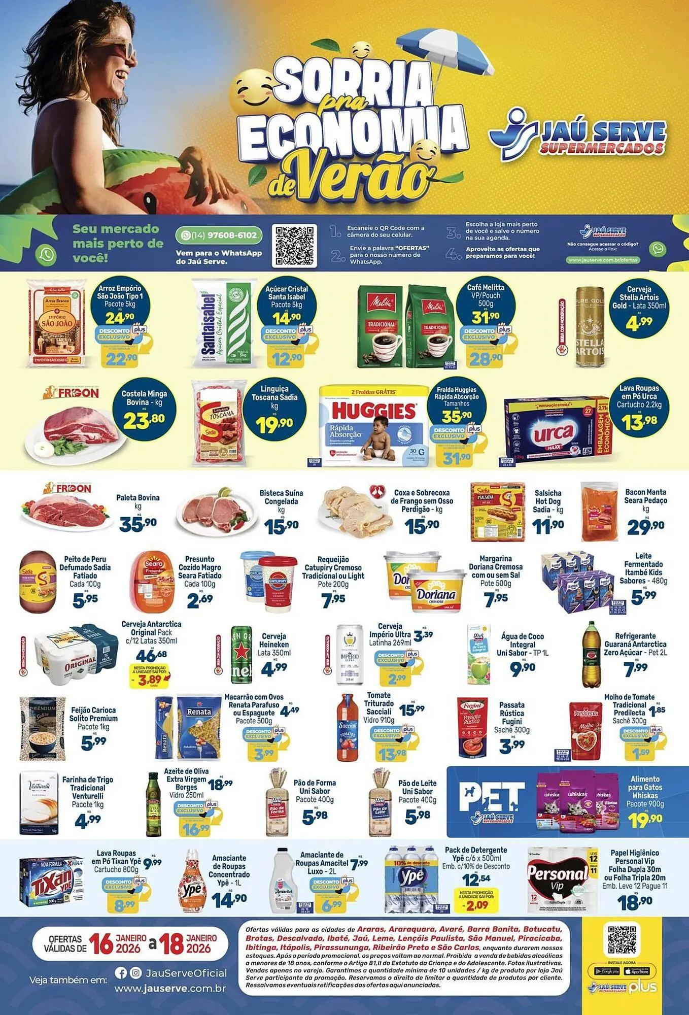 Encarte de Catálogo Supermercados Jau Serve 16 de janeiro até 18 de janeiro 2026 - Pagina 1