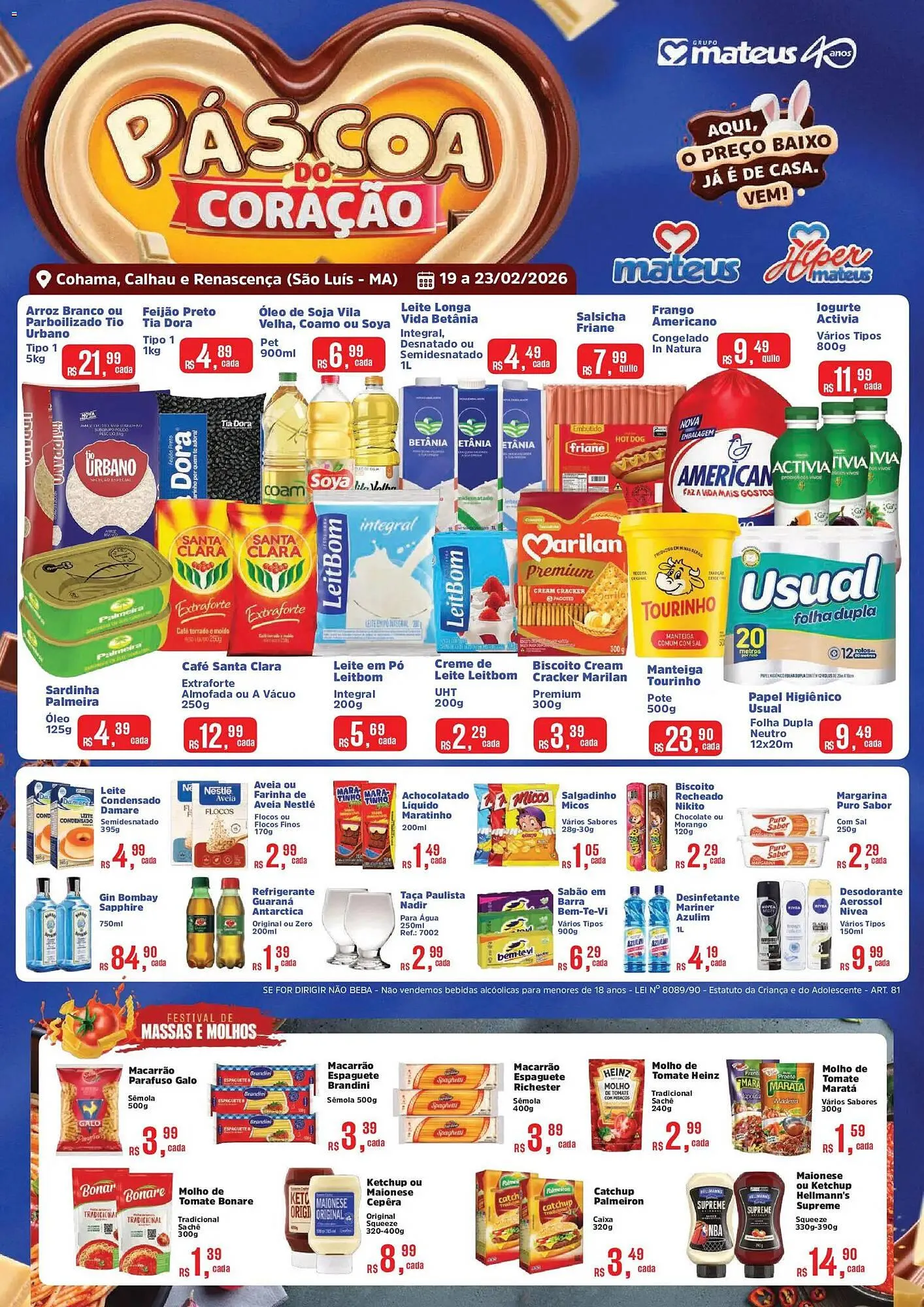 Encarte de Catálogo Supermercados Mateus 19 de fevereiro até 23 de fevereiro 2026 - Pagina 1