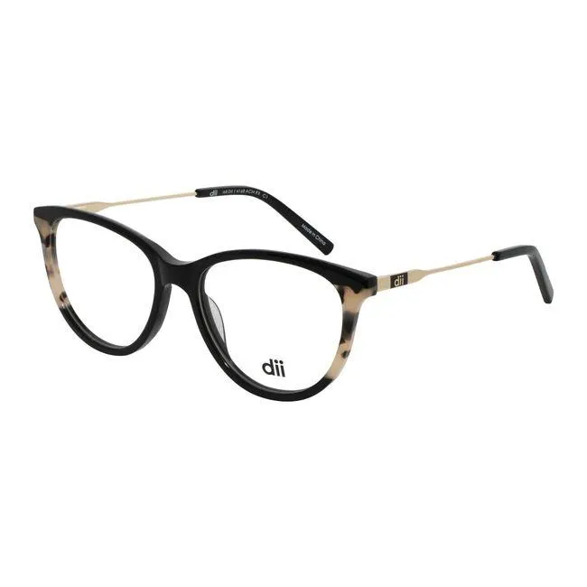 Armação de Óculos de Grau Feminina Dii Collection Gatinho 4168 Cor Preto com Demi Off White
