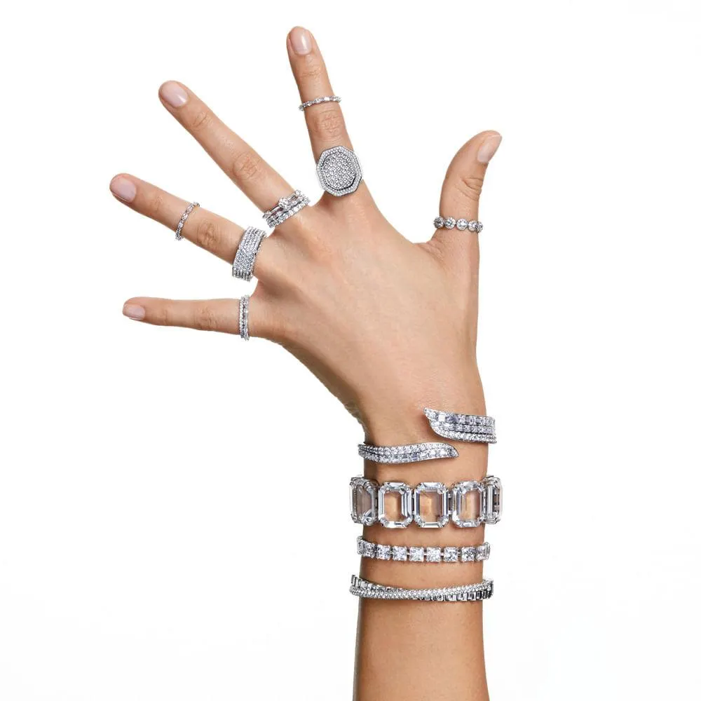 Bracelete Rota, Combinação de lapidações, Branca, Lacado a ródio