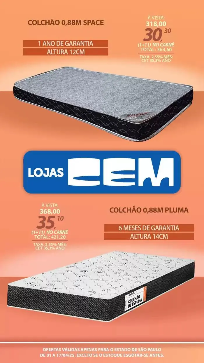 Encarte de Encarte Lojas Cem 3 de abril até 17 de abril 2025 - Pagina 95