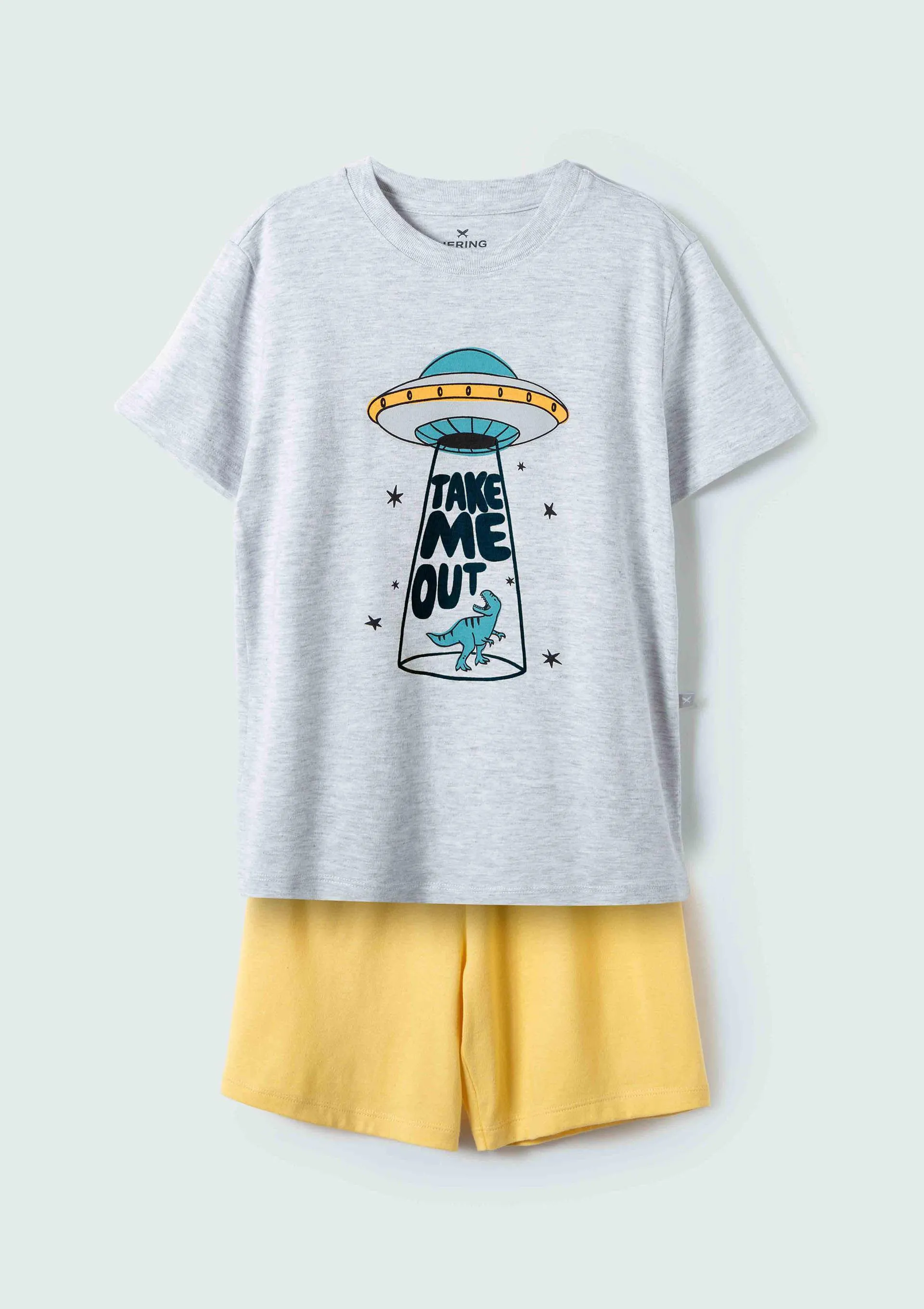 Pijama Infantil Menino Curto Com Estampa Tam 1 A 16 - Cinza
