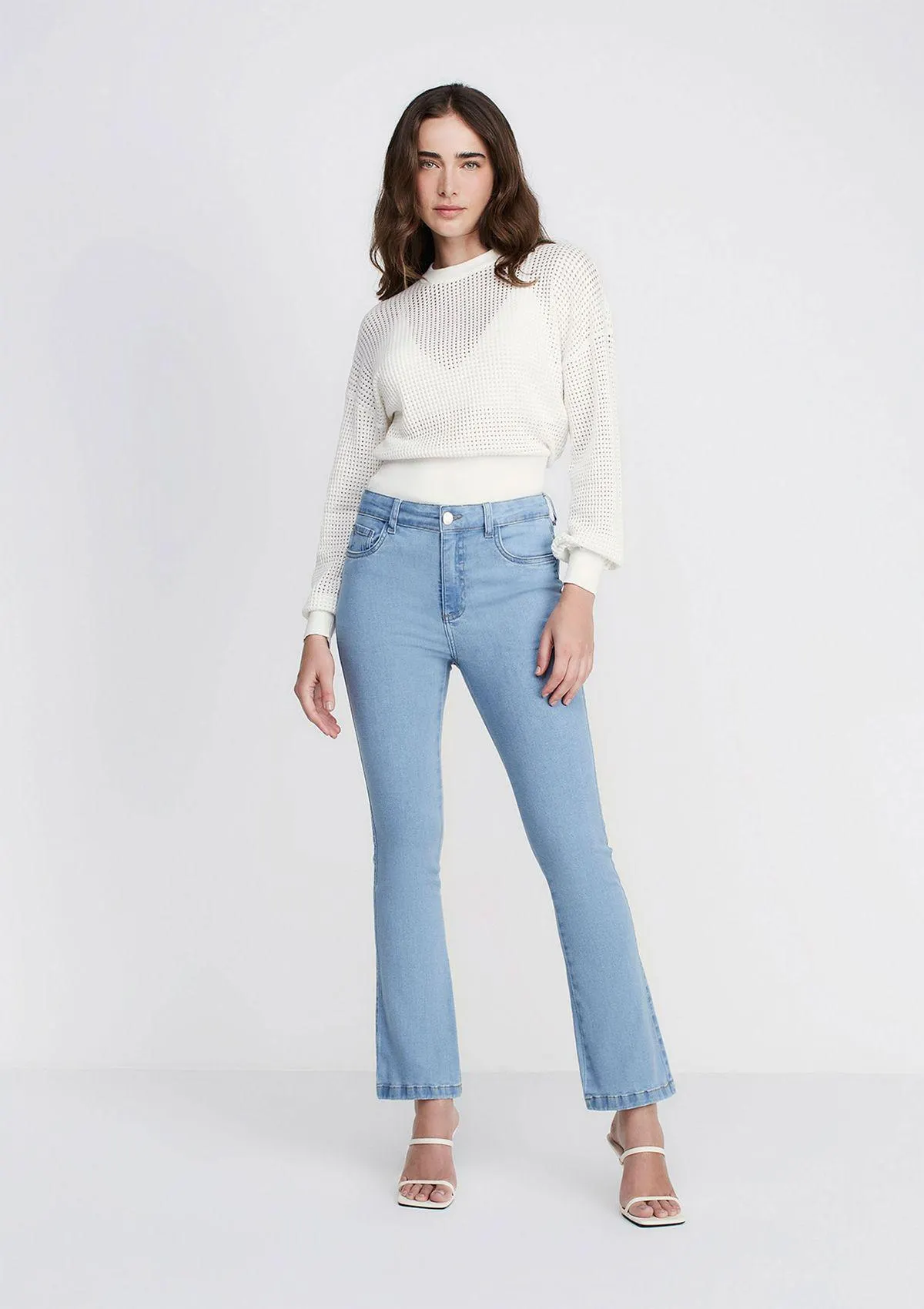 Calça Jeans Bootcut Petit Cintura Média - Azul