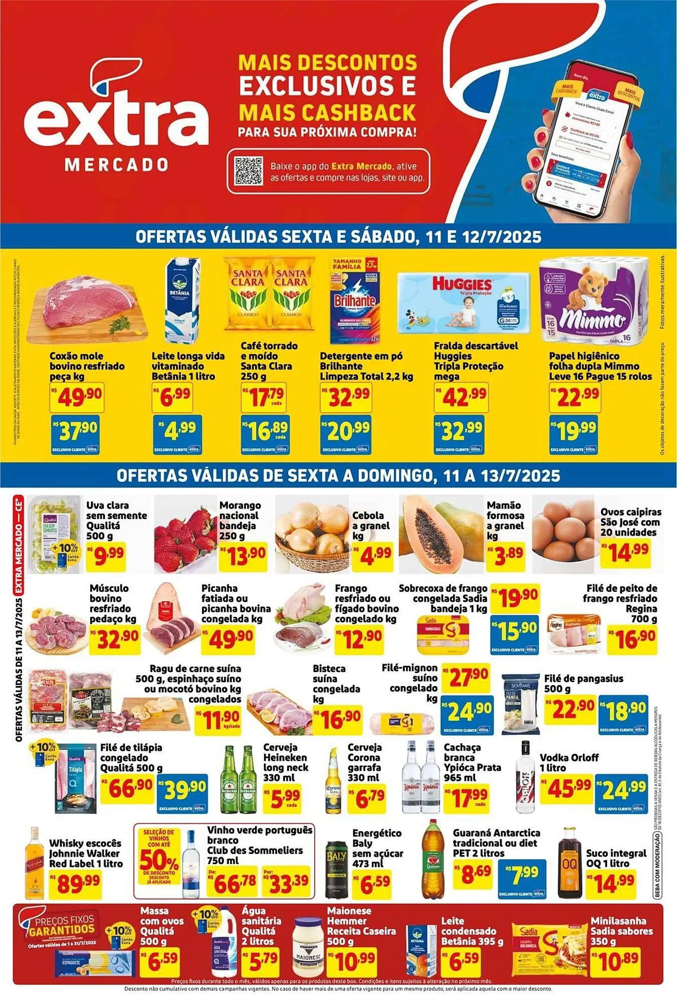 Encarte de Catálogo Mercado Extra 11 de julho até 13 de julho 2025 - Pagina 1