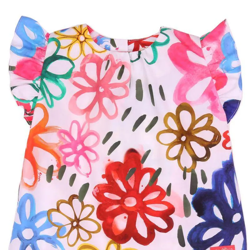 Vestido Toddler Menina Art Flower Colorido