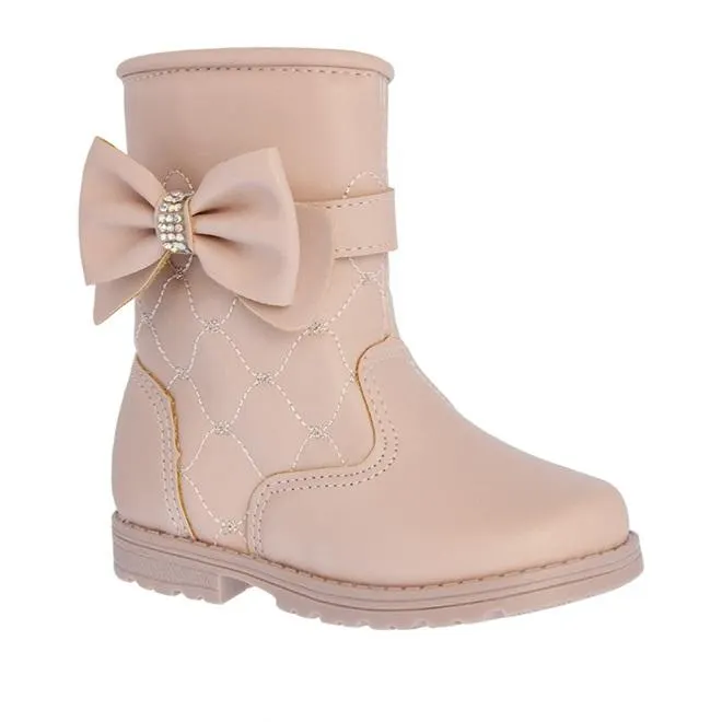 Bota Montaria Infantil Gabrielinha Laço Strass Matelassê Rosa