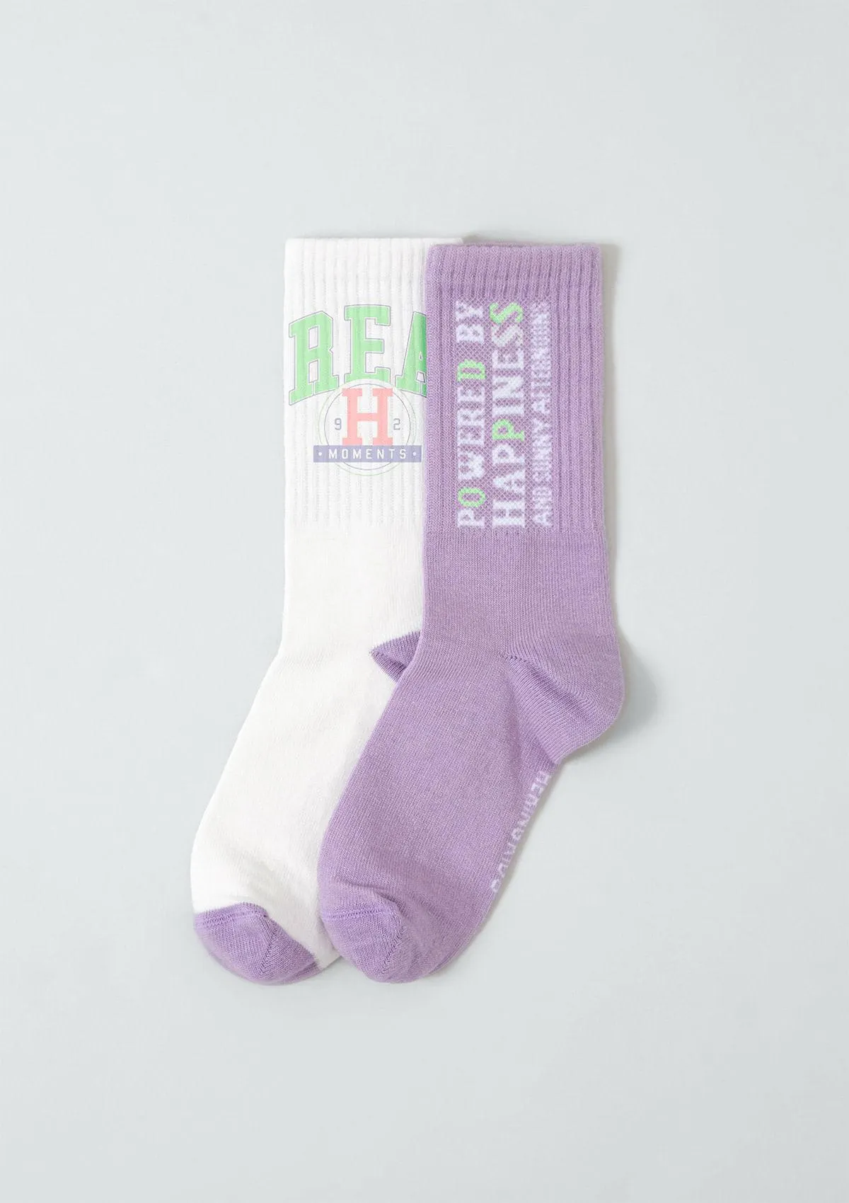 Kit Com 2 Pares De Meia Infantil Menina Em Ribana Cano Alto - Multicolorido