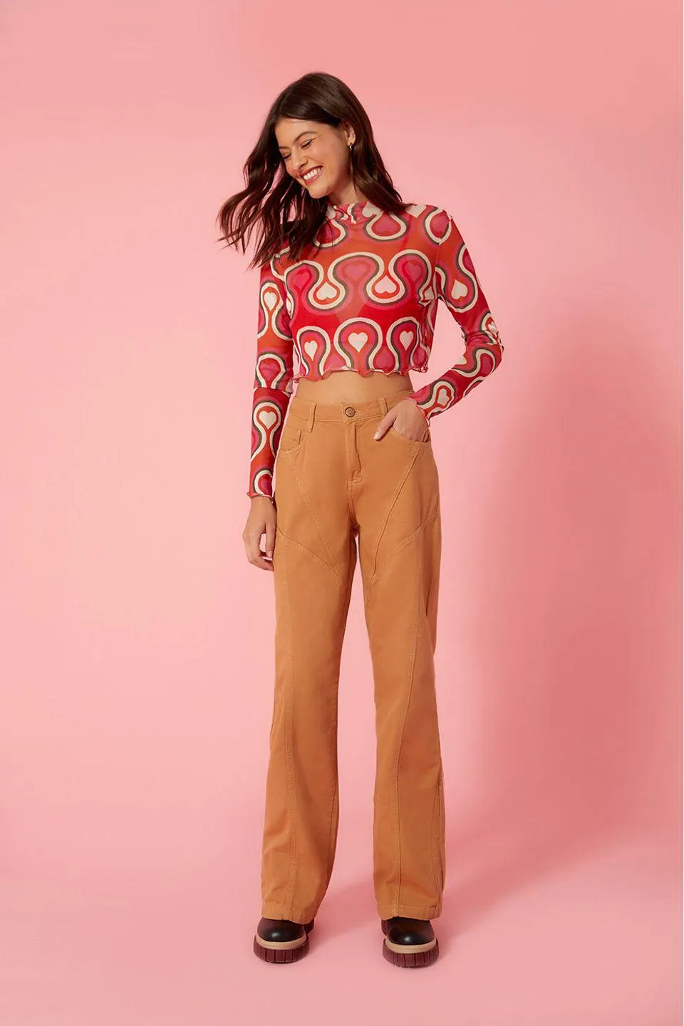 Calça Sarja Color Recortes