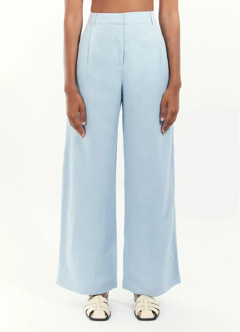 Calça pantalona alfaiataria linho market lovers azul claro