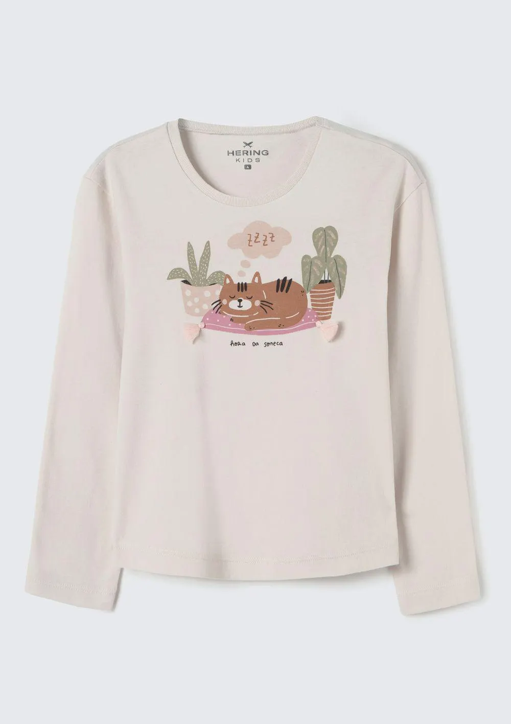 Blusa Infantil Menina Toddler Com Estampa - Bege