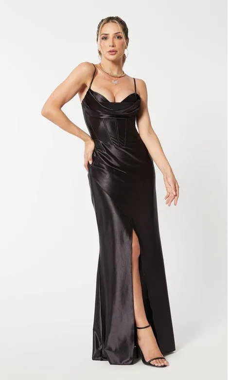 Vestido Longo Fenda Costas Trançadas - Preto