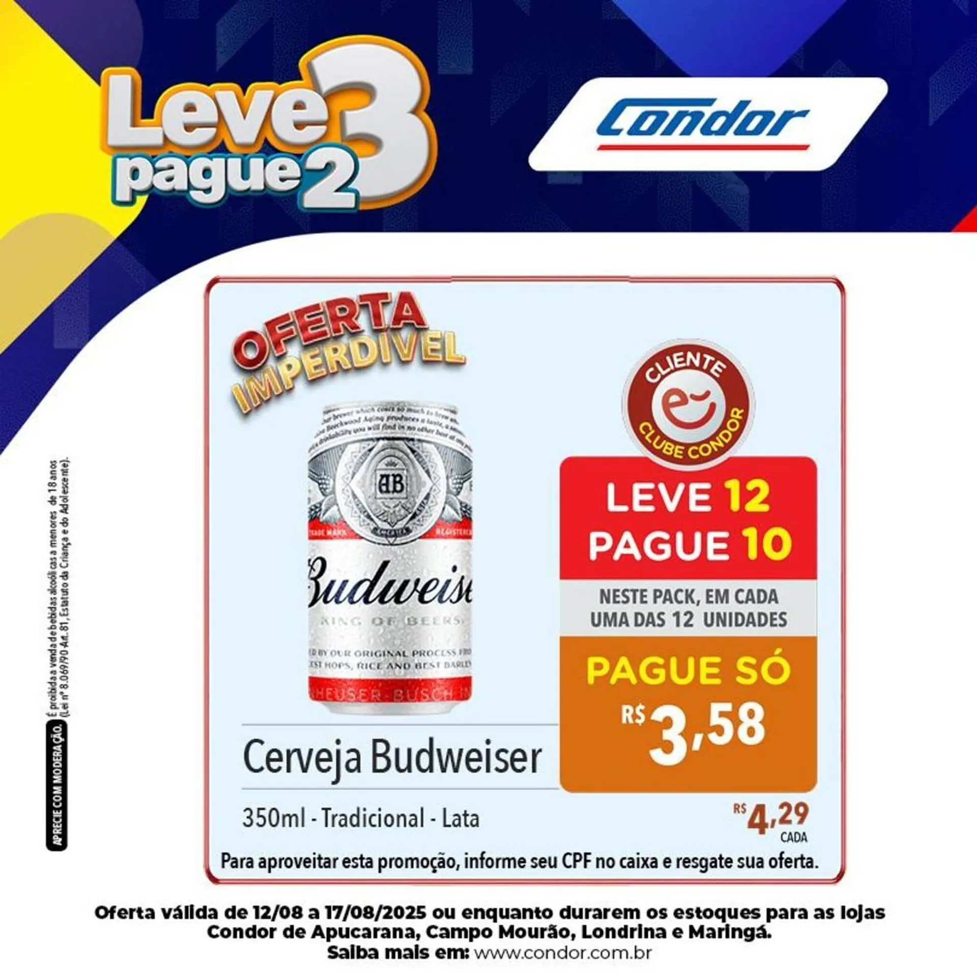 Encarte de Catálogo Supermercados Condor 12 de agosto até 17 de agosto 2025 - Pagina 1