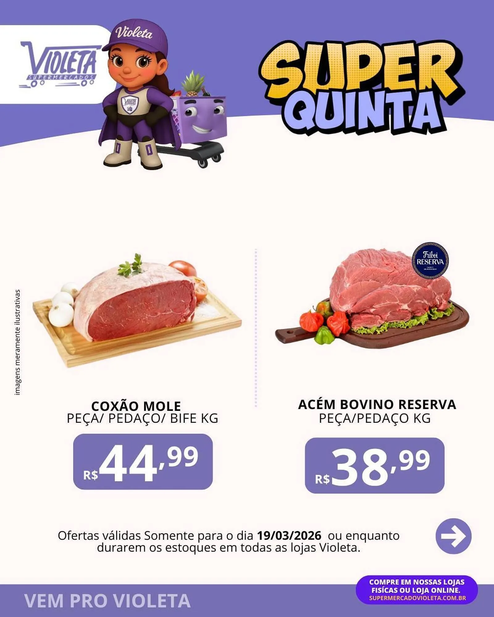 Encarte de Catálogo Violeta Supermercados 19 de março até 19 de março 2026 - Pagina 1