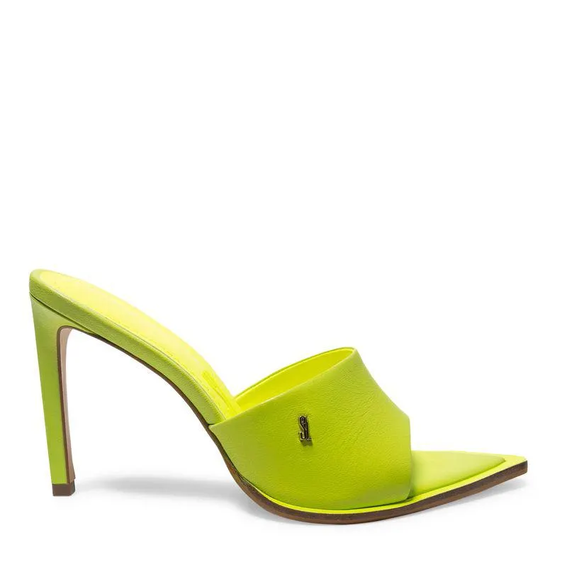 Sapato Mule Verde Couro Bico Folha