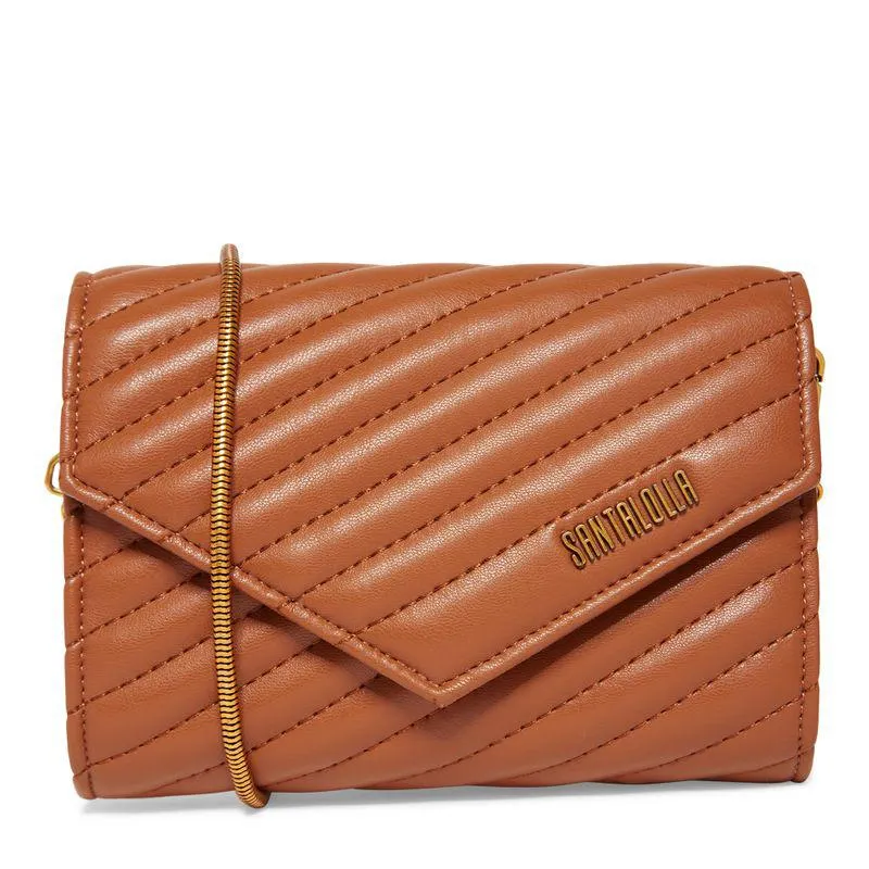 Bolsa Carteira Marrom Matelassê Transversal