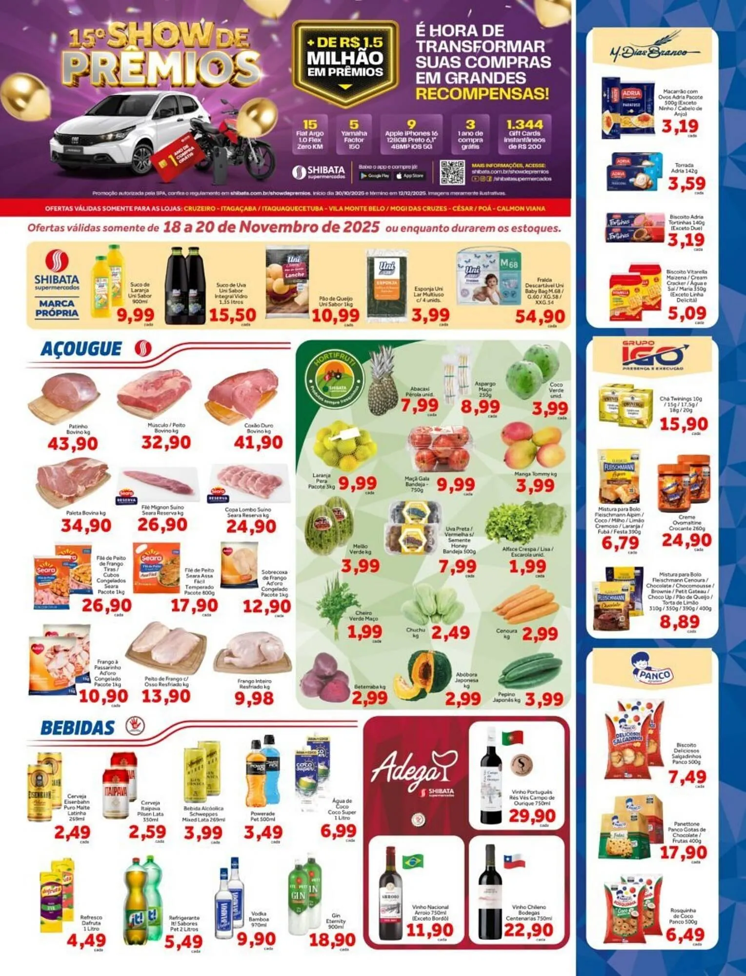 Encarte de Folheto Shibata Supermercados 17 de novembro até 20 de novembro 2025 - Pagina 1