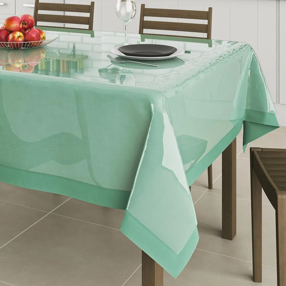 Toalha Protetora Mesa Impermeável Pvc Poliéster Transparente 140x250cm 12373 - Salehtex