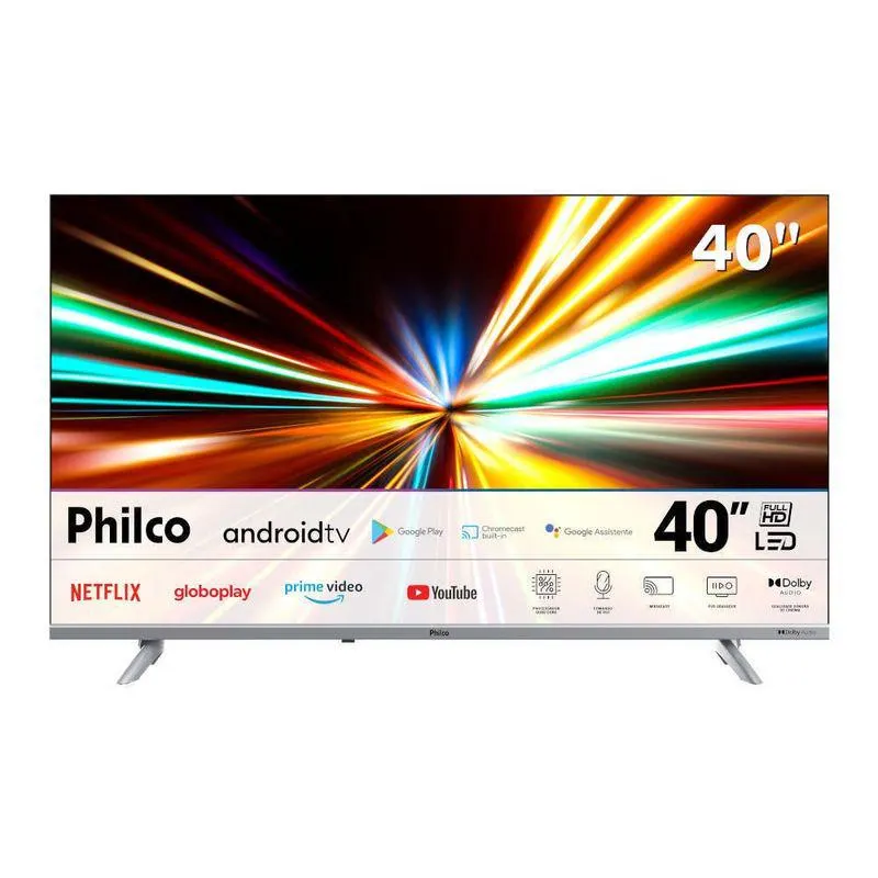Android TV LED 40" Philco Full HD PTV40E3AAGSSBLF HD Preto