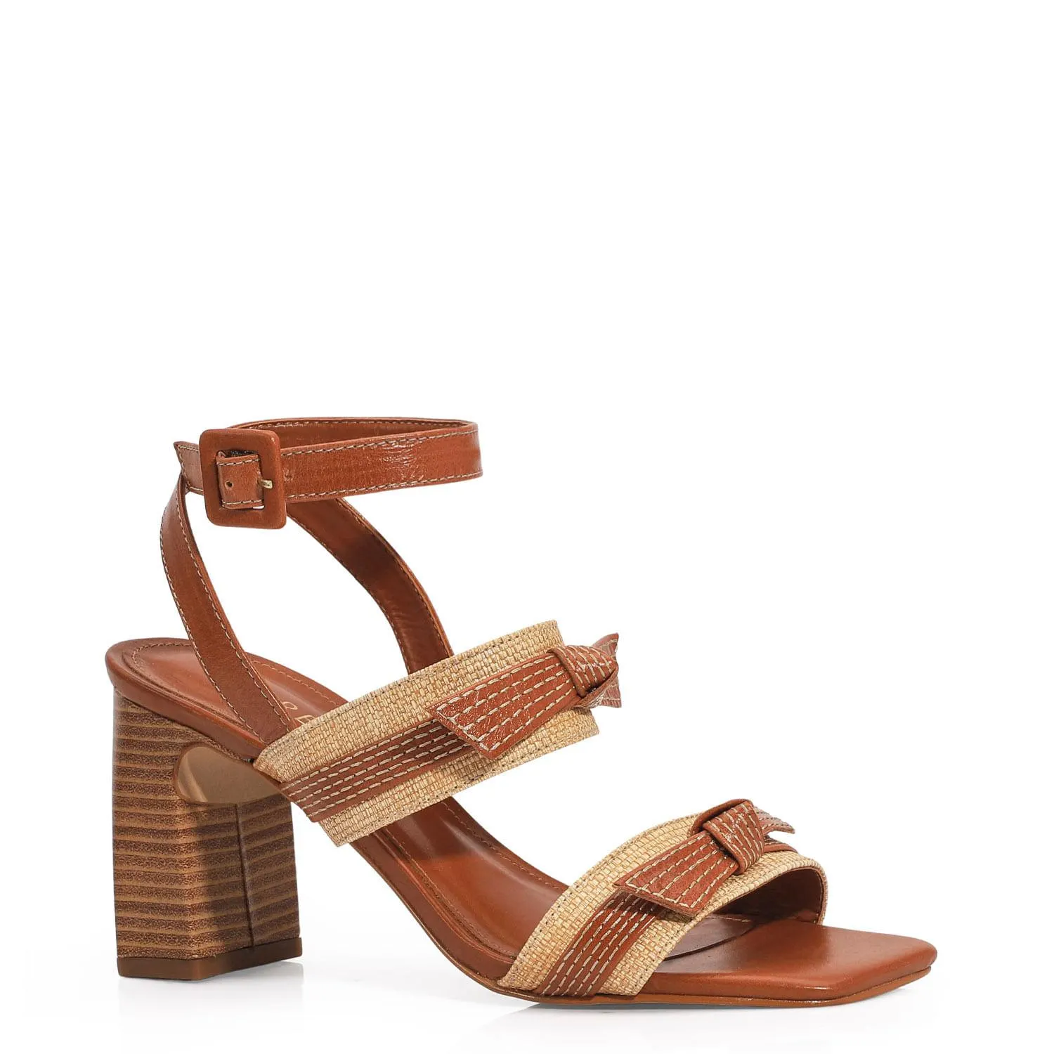 Sandália Couro Caramelo/Ráfia