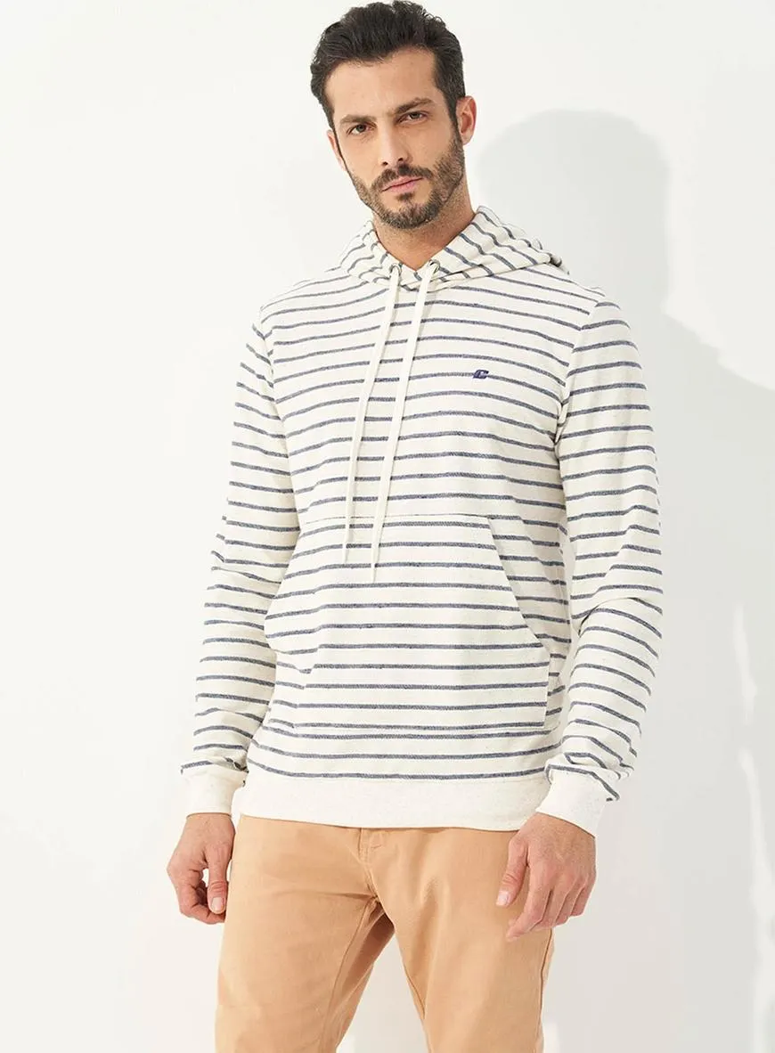 Blusão Moletinho Listrado Com Capuz