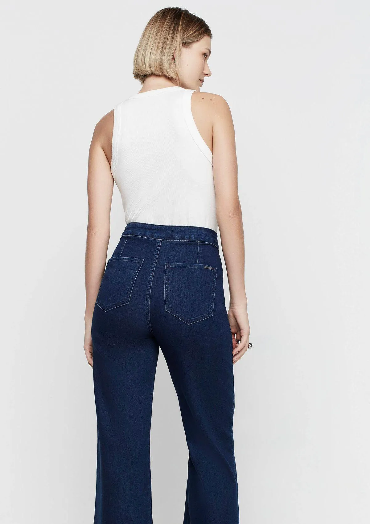 Calça Jeans Wide Leg Cintura Alta - Azul