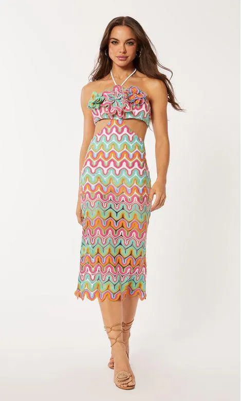 Vestido Missione Flores Crochet - Branco