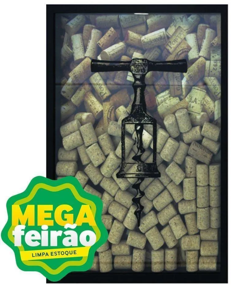 Quadro Porta Rolhas de Vinho Kapos Saca Rolhas Betume 17x27x4cm