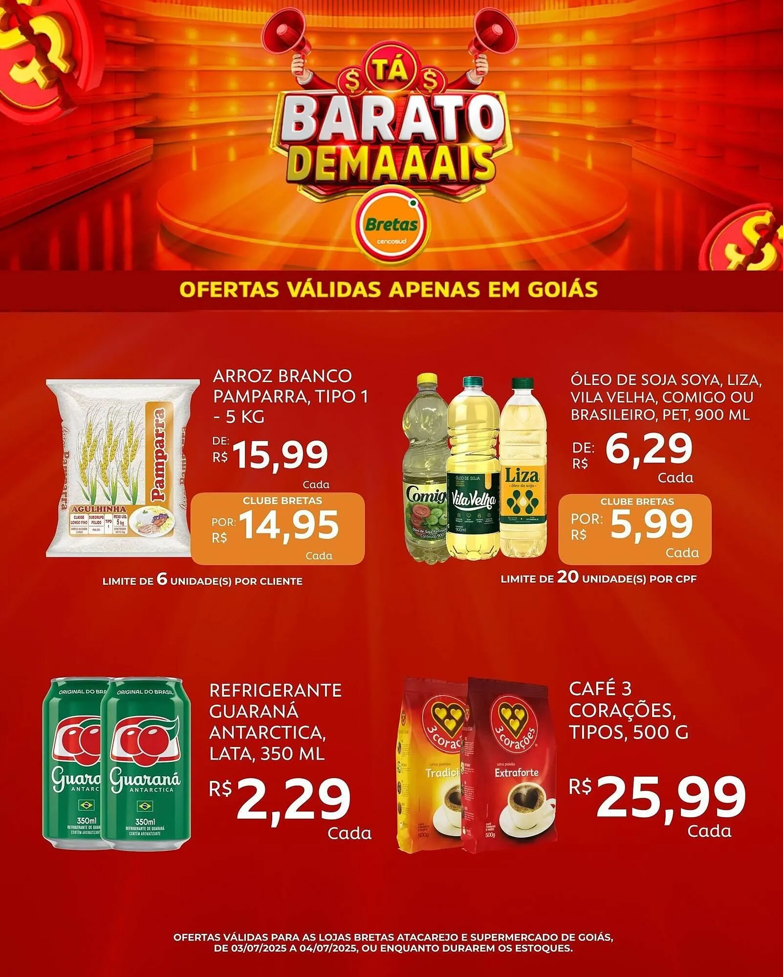 Encarte de Catálogo Supermercados Bretas 3 de julho até 4 de julho 2025 - Pagina 1