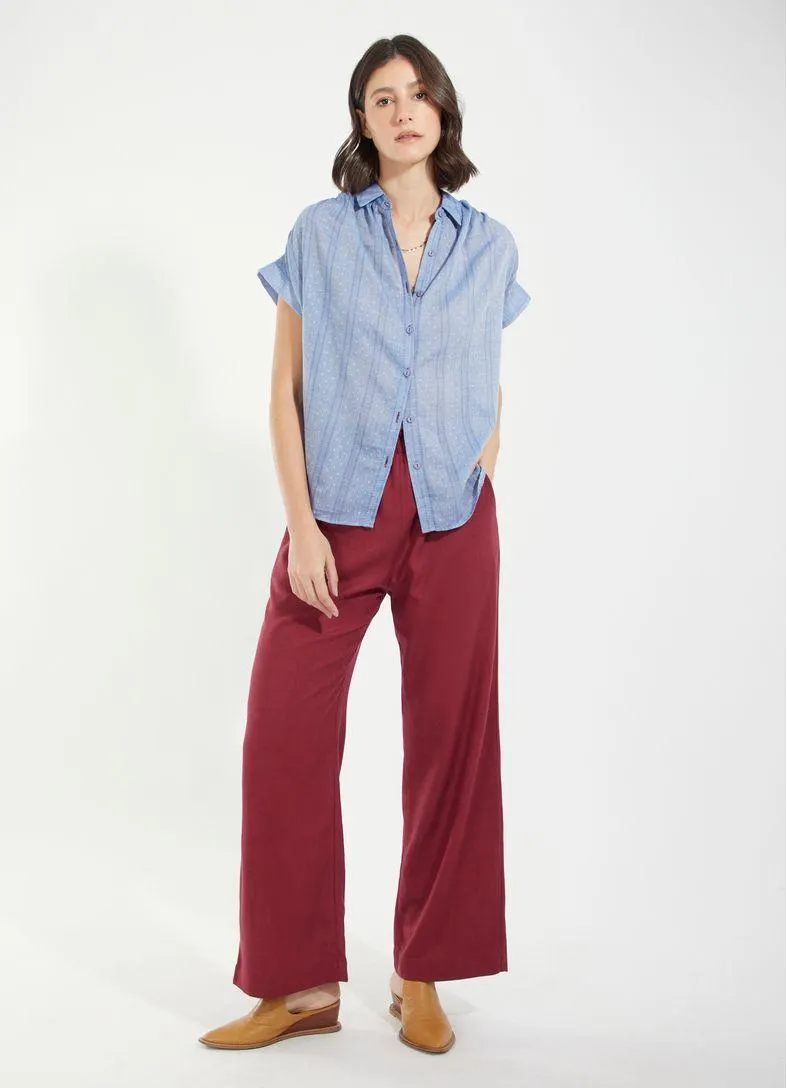 Camisa manga curta voil índigo maquinetado