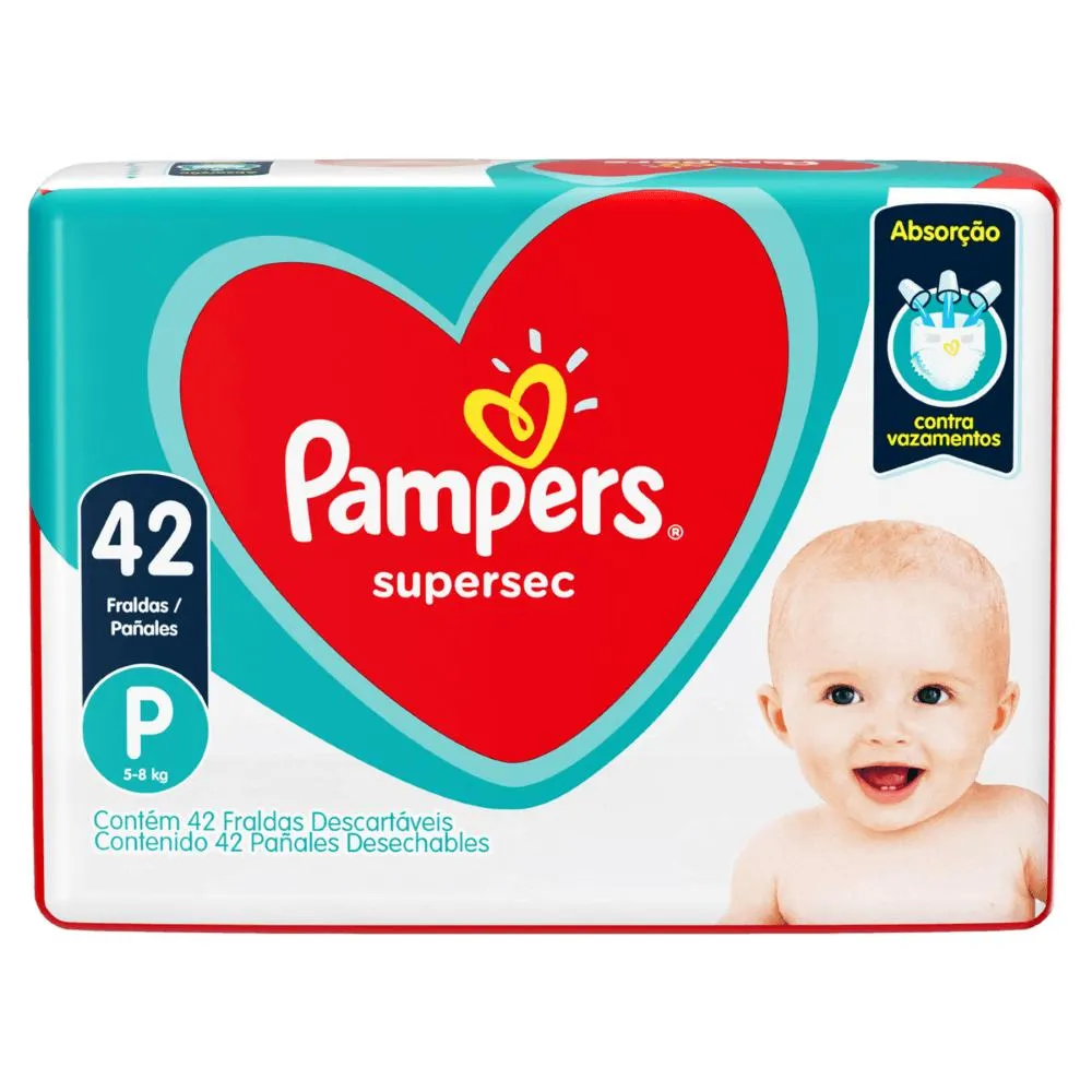 Fralda Descartável Infantil Pampers Supersec P - 42 Unidades