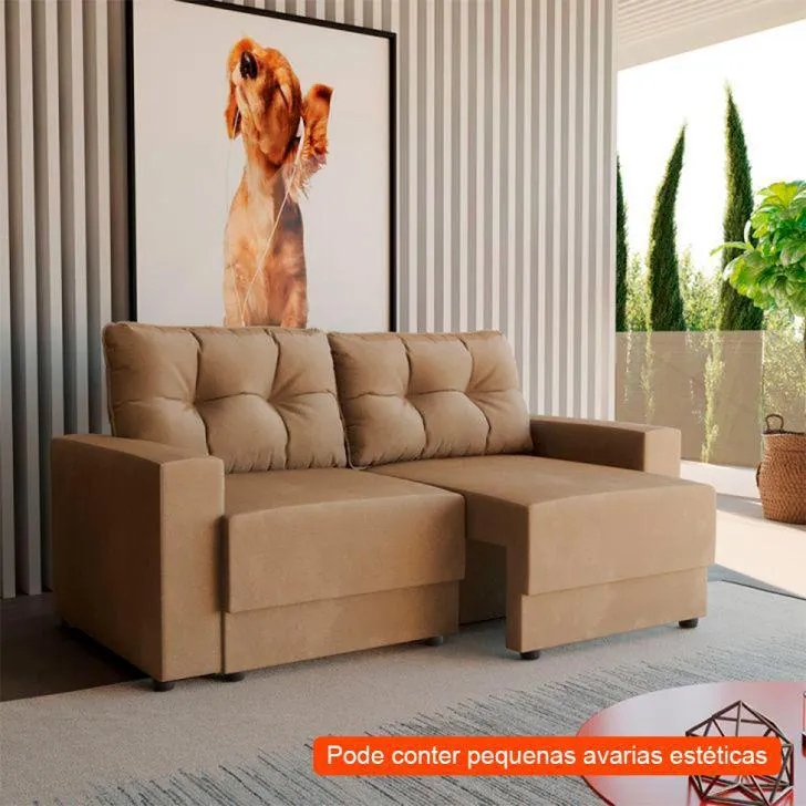 [OUTLET] Sofá 3 Lugares 180 cm Retrátil Lubeck I Suede Bege