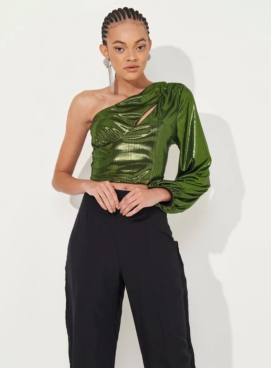 Blusa Assimétrica Metalizada Brava