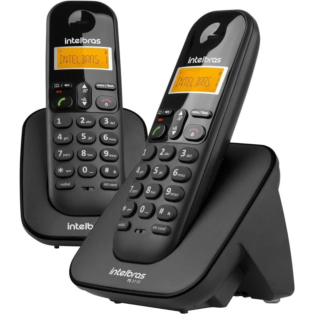 Telefone sem fio combo com ramal adicional preto TS3112, Modelo 4123102, INTELBRAS