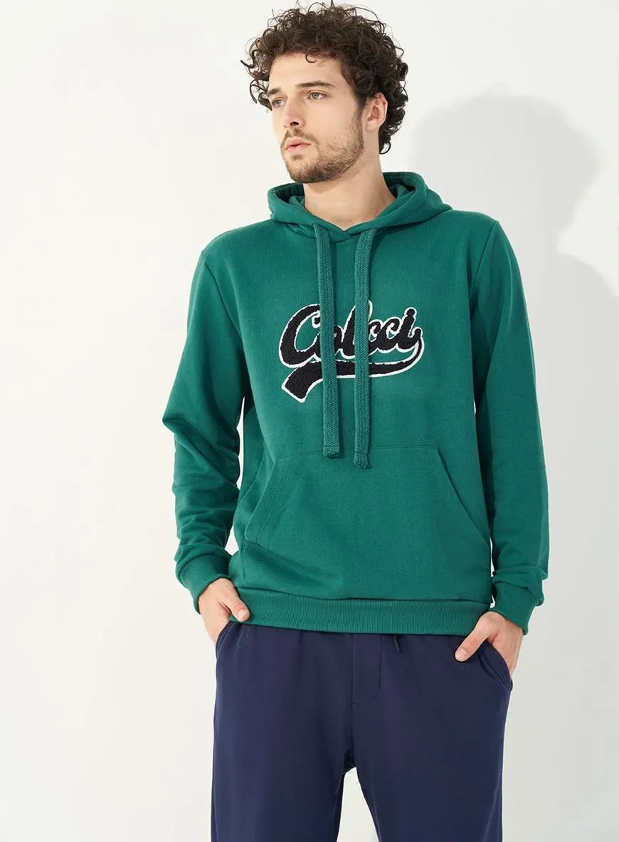 Blusão Moletom Bordado Com Capuz