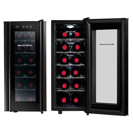 Adega Brastemp Iluminação Led com Painel Eletrônico 12 Garrafas Preta - BZC12BE