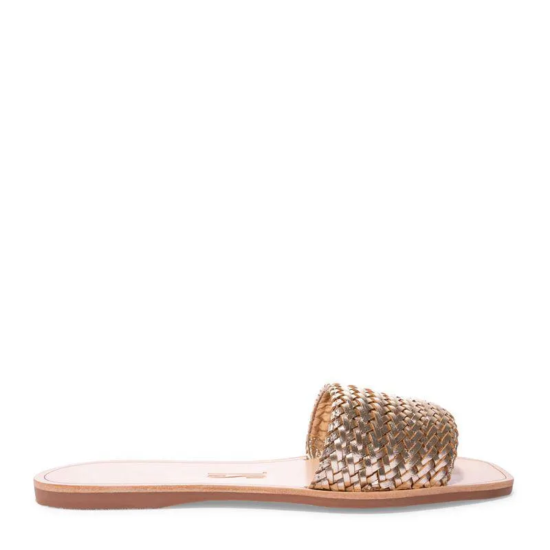 Rasteira Dourada Trançada Flat