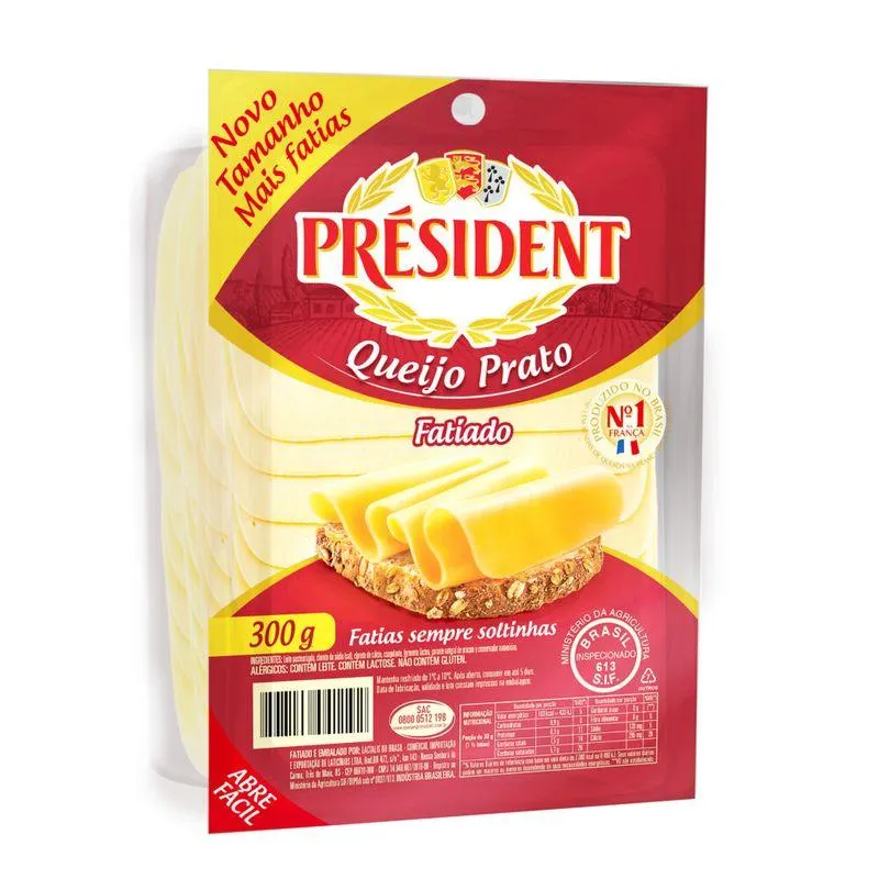 Queijo Prato President Fatiado 300g