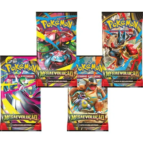 Booster Pokémon TCG, Pokémon Megaevolução, 35652, Copag - Pacote com 6 cartas cada - PT 1 UN