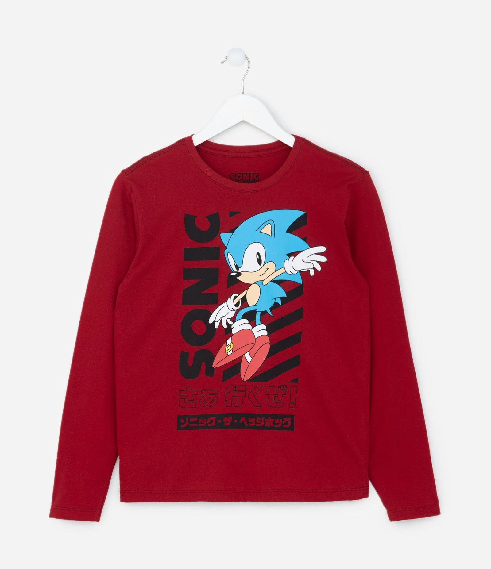 Camiseta Infantil Estampa Sonic - Tam 4 a 12 Anos Vermelho