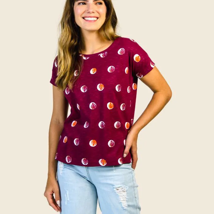 Blusa Feminina Manga Curta Estampa Poá Costela