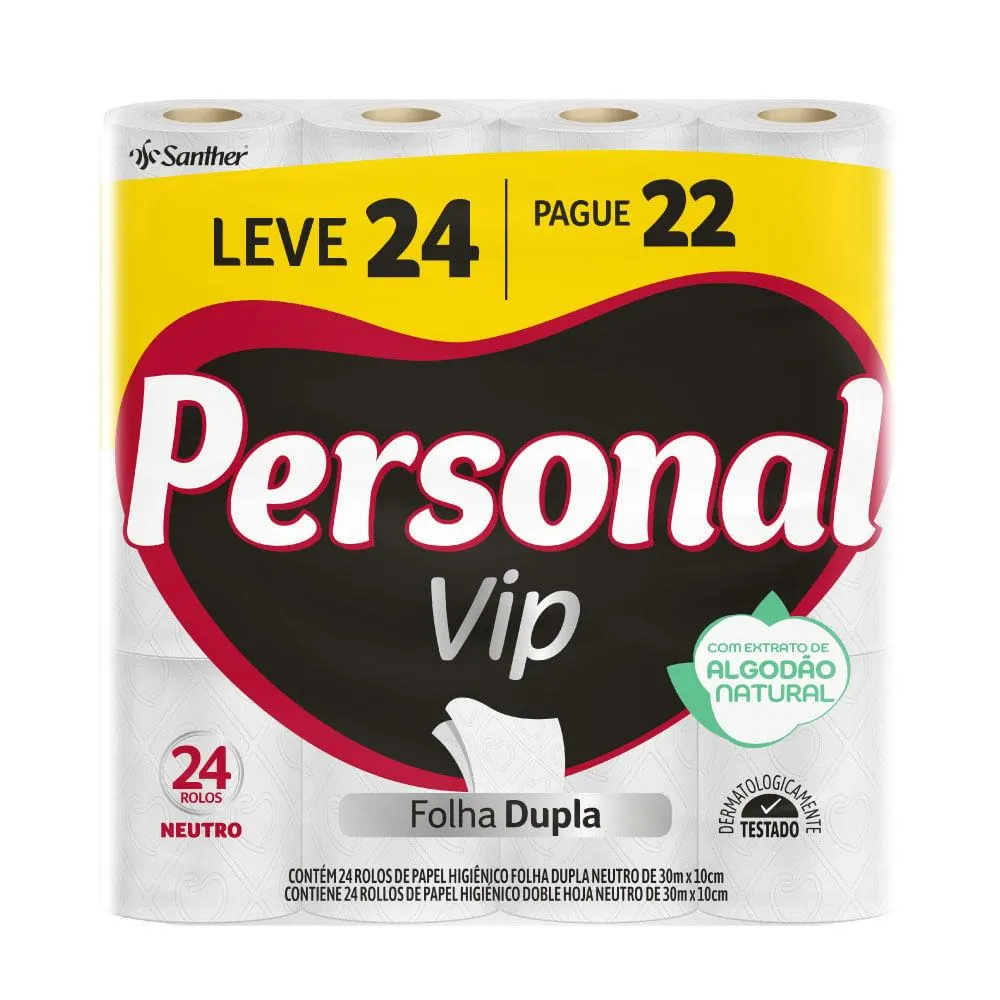 Papel Higiênico Folha Dupla Personal Vip 30m Leve 24 Pag 22