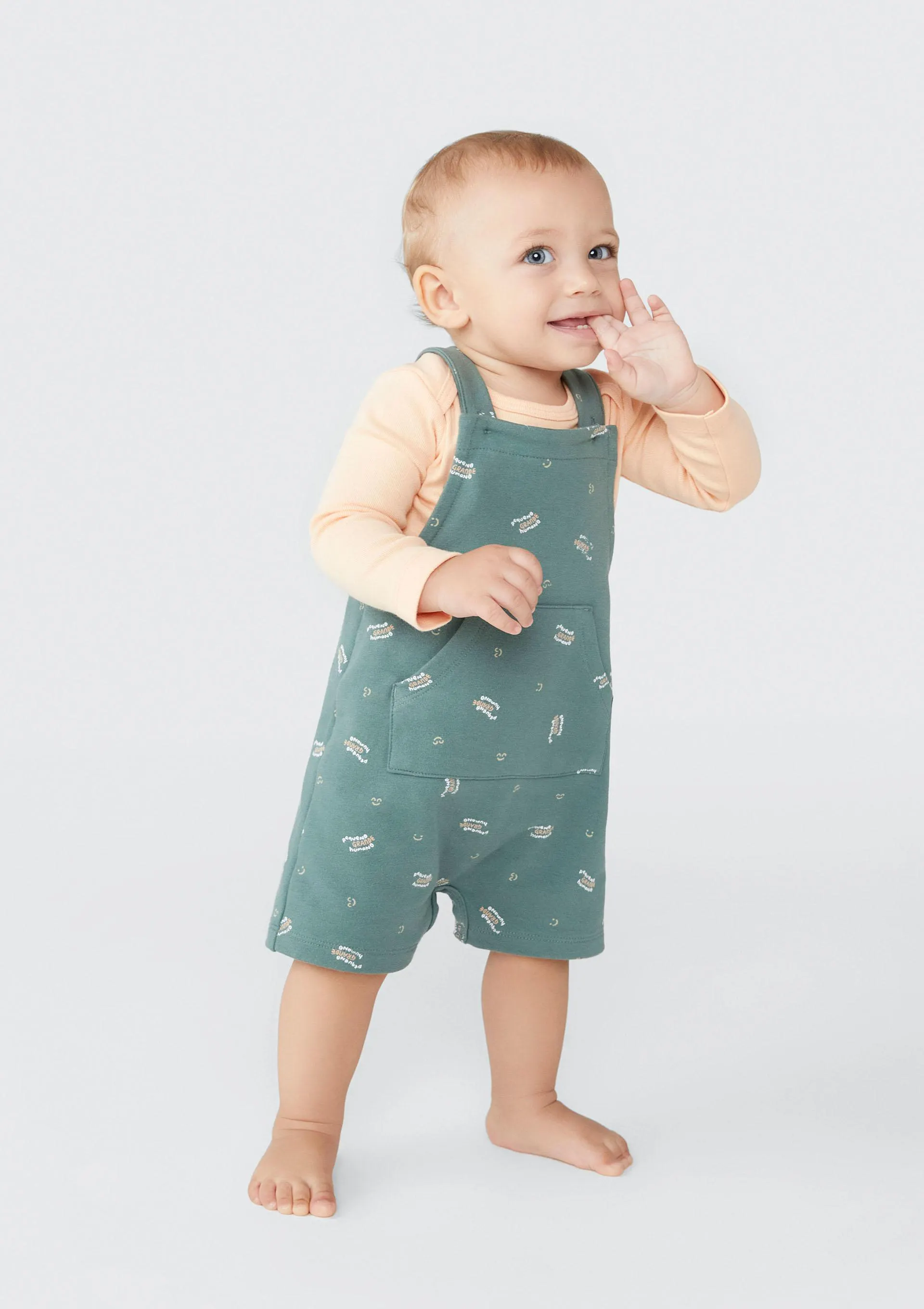 Conjunto Bebê Menino Jardineira Com Body Estampado - Verde