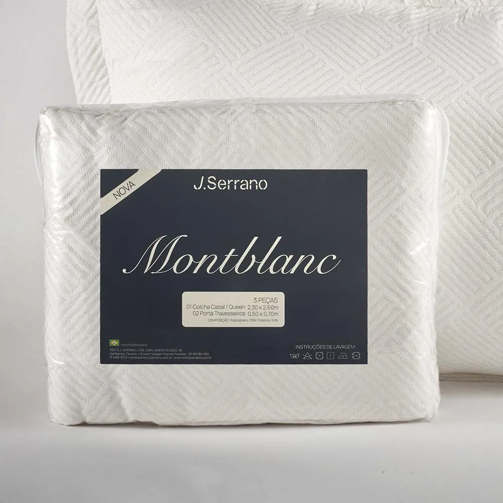 Kit Colcha Queen Montblanc Tafetá 3 Peças Branco 230x260cm B00000440558 - Jc Serrano