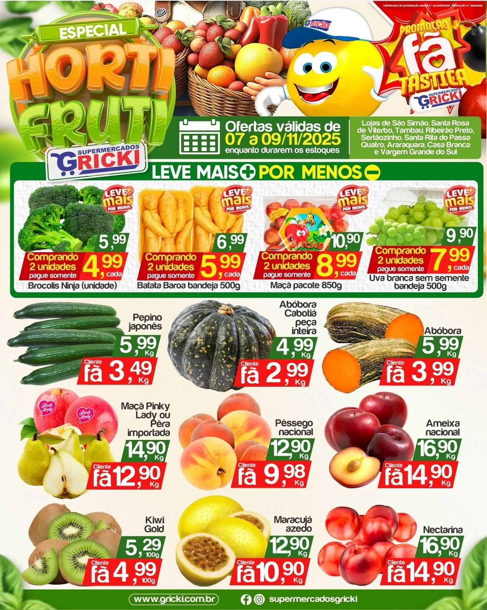 Encarte de Catálogo Supermercados Gricki 7 de novembro até 9 de novembro 2025 - Pagina 1