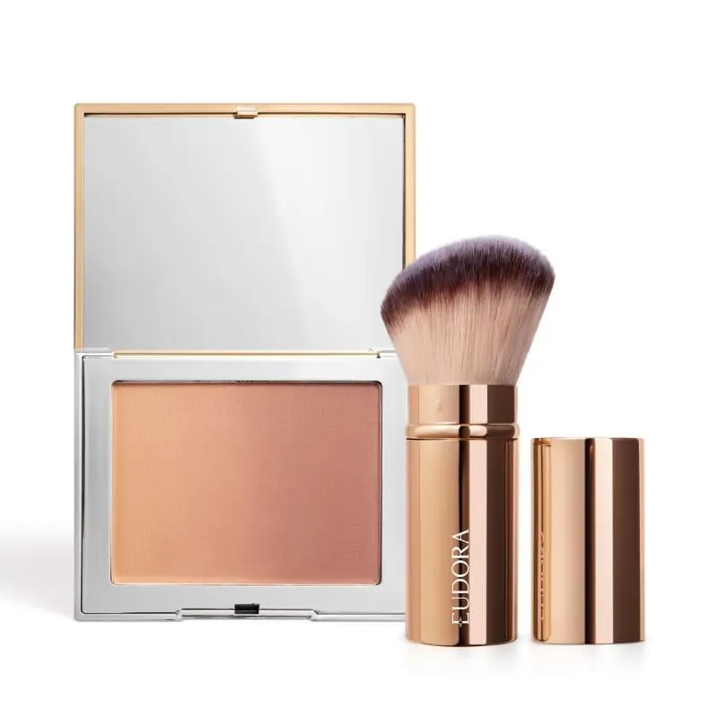 Combo Make: Blush Bronzer GLAM 7g + Pincel Retrátil Multifuncional