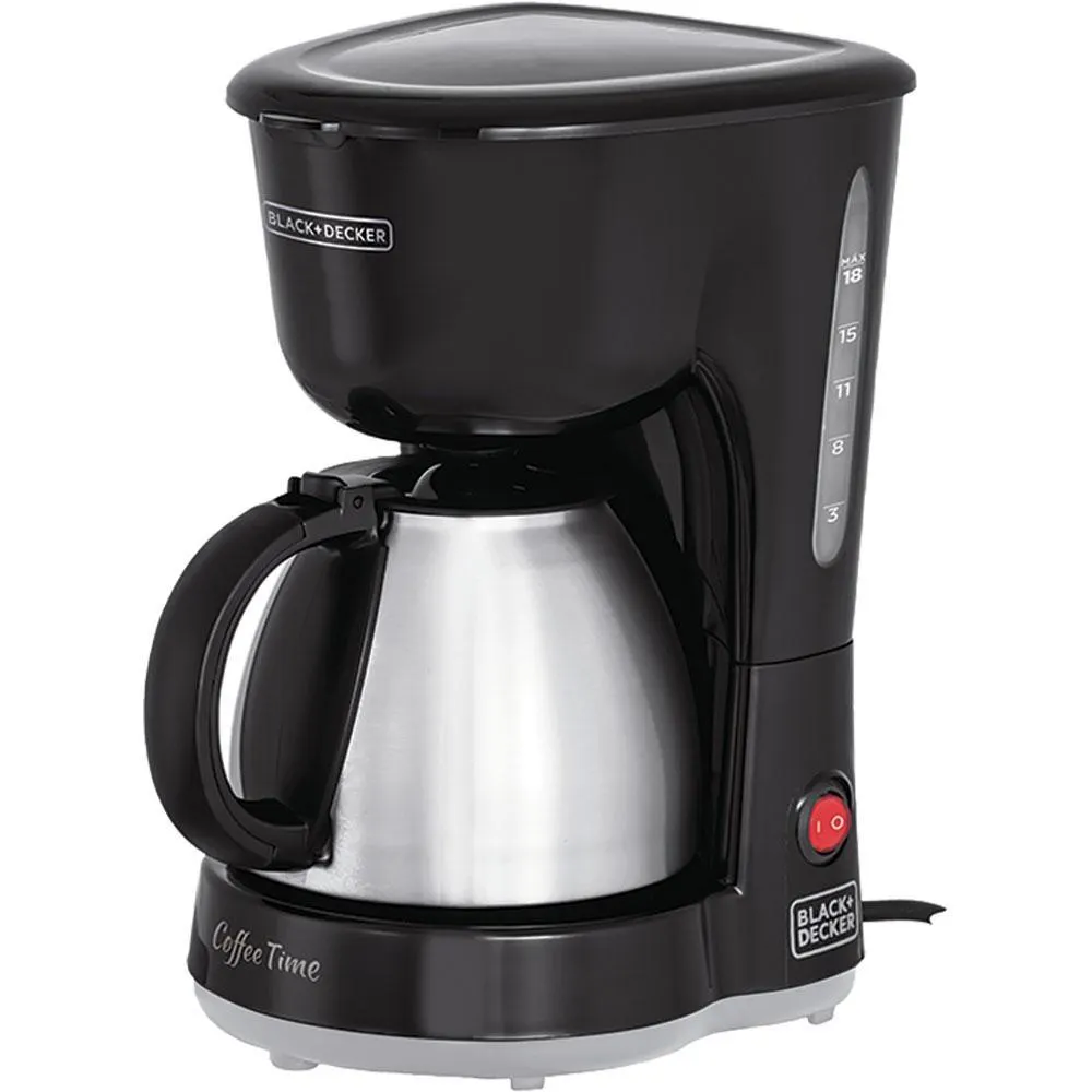 Cafeteira Elétrica 18 Xícaras Black & Decker CM15 com Jarra Inox Preta e Prata 127V
