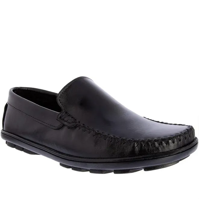 Mocassim Woche Pespontos Couro Preto