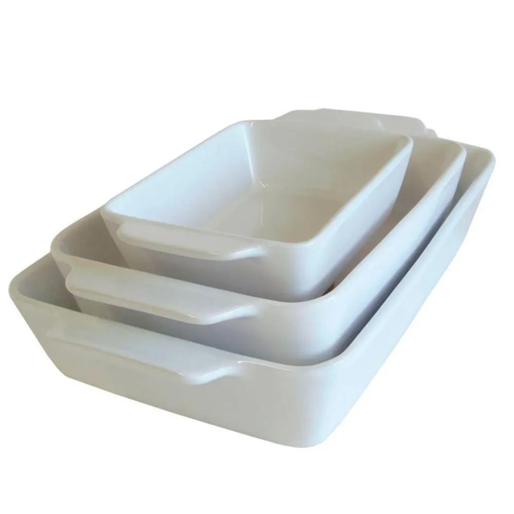 Jogo De Assadeiras 3 Peças Portuguesa Retangular Havan Casa - Branco