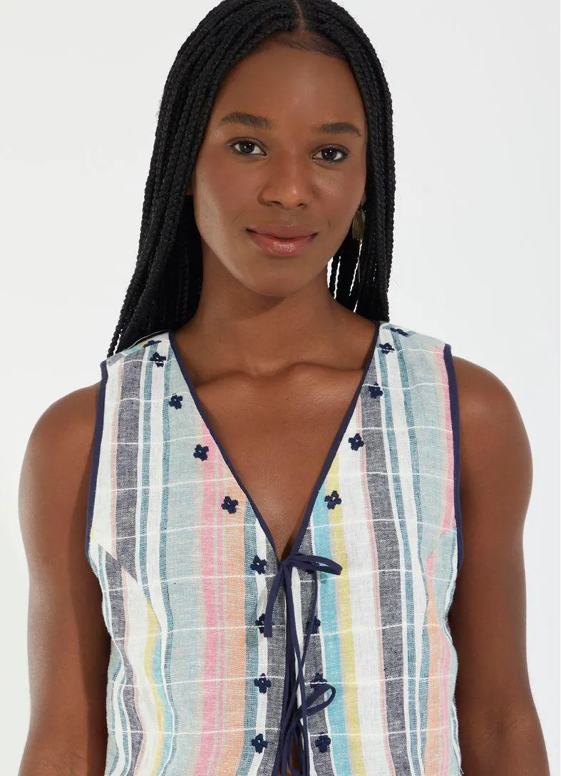 Colete linho matelassê marrocos bordado